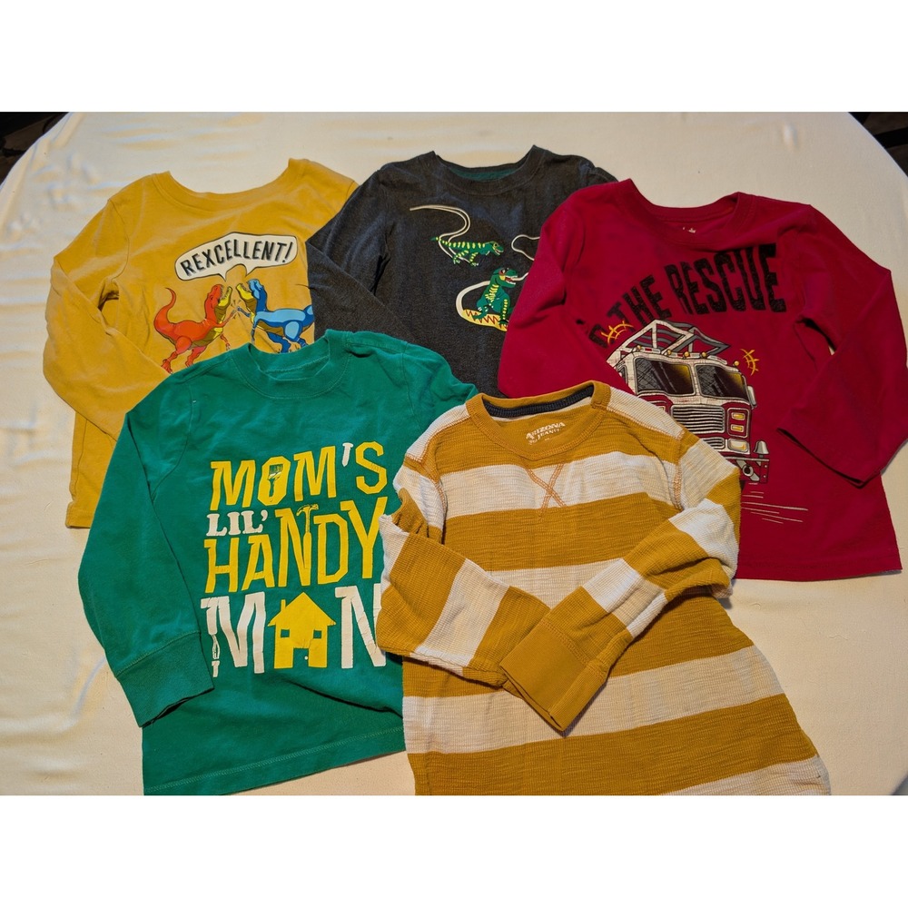 Boys Long Sleeve Shirt Lot 5pc Size 4T 5T Cat & Jack Old Navy Arizona Garanimals